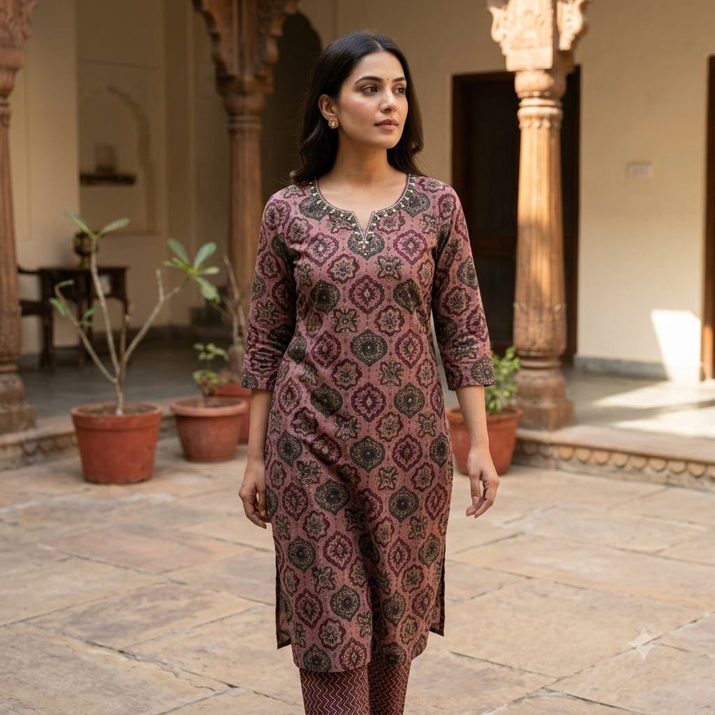Peach Cotton Silk Co-ord Set | 11462