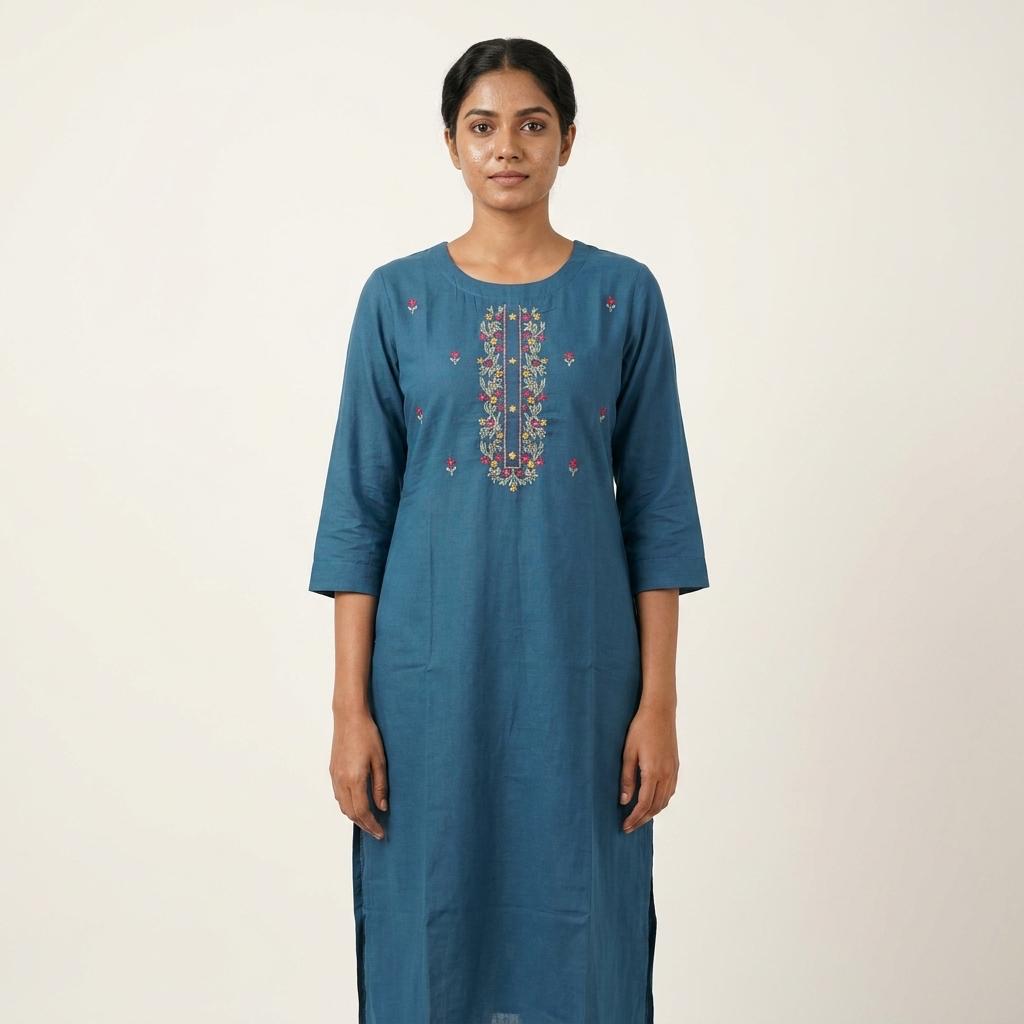 Blue Cotton Kurti
