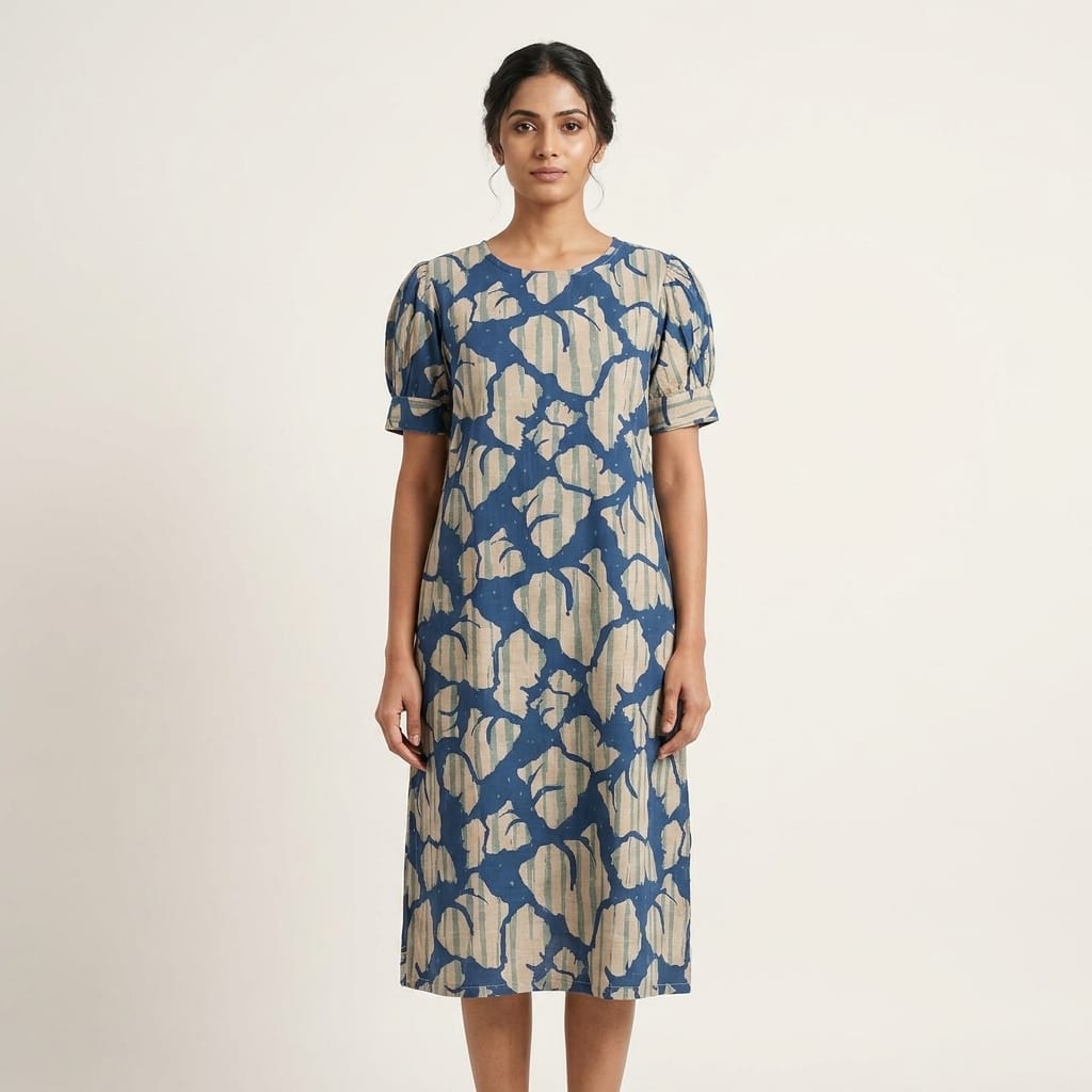 Blue Cotton Silk Kurti
