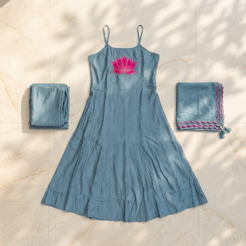 Blue Cotton Silk Salwar | 11284