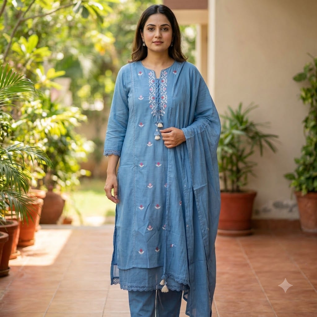 Blue Chanderi Silk Salwar | 11380