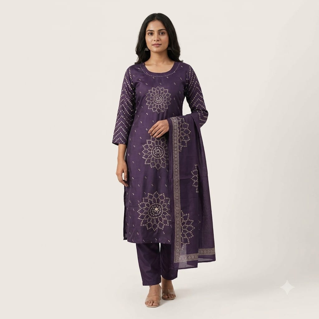 Purple Cotton Silk Salwar | 11425