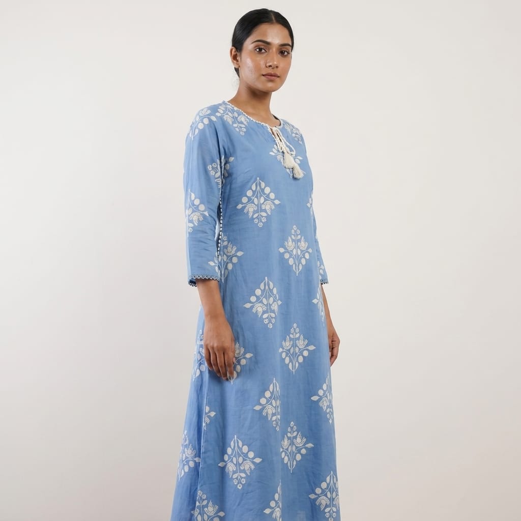 Blue Cotton Kurti