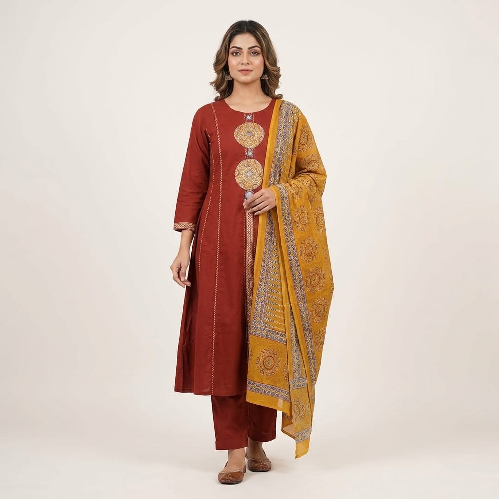 Rust Orange Cotton Salwar