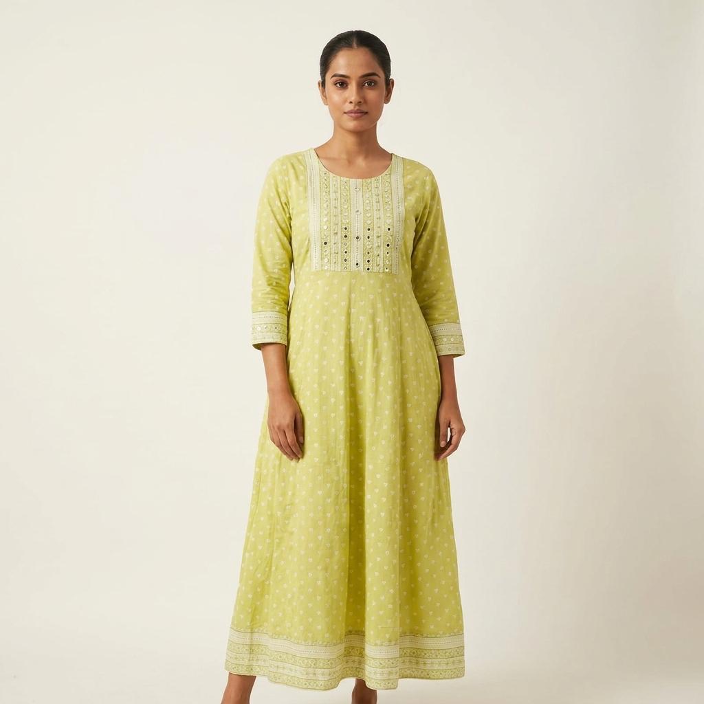 Yellow Cotton Kurti