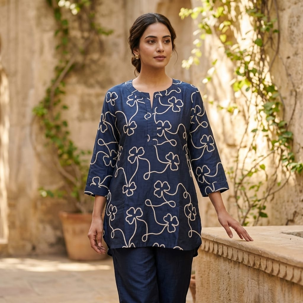 Blue Rayon Silk Co-ord Set | 11319