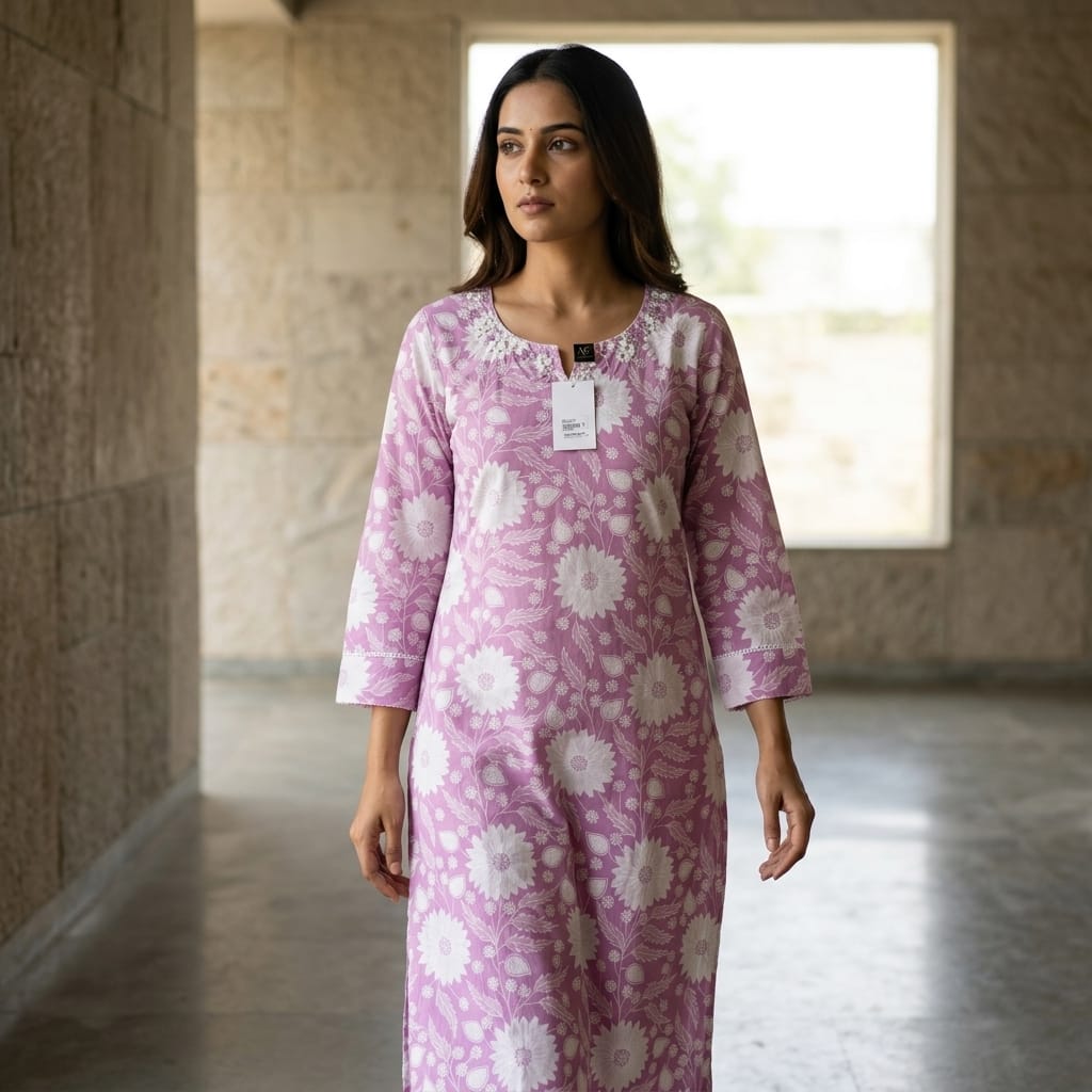 Lavender Cotton Kurti