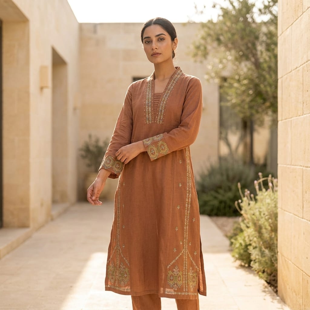 Rust Orange Cotton Co-ord Set