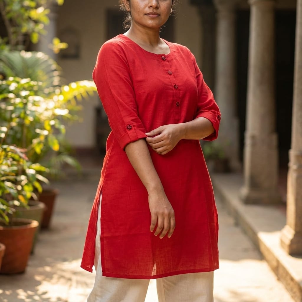 Red Rayon Kurti
