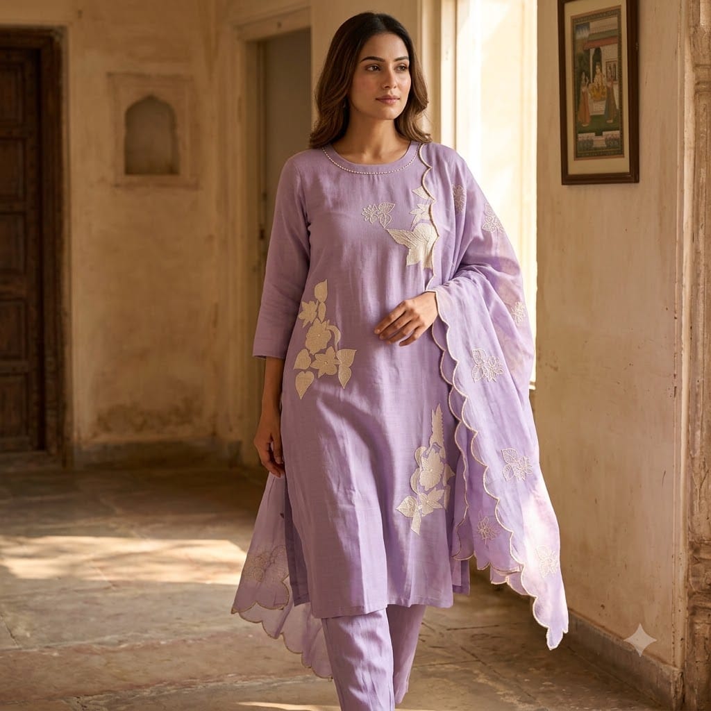 Lavender Cotton Silk Salwar | 11353