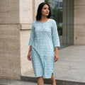 Blue Cotton Silk Kurti