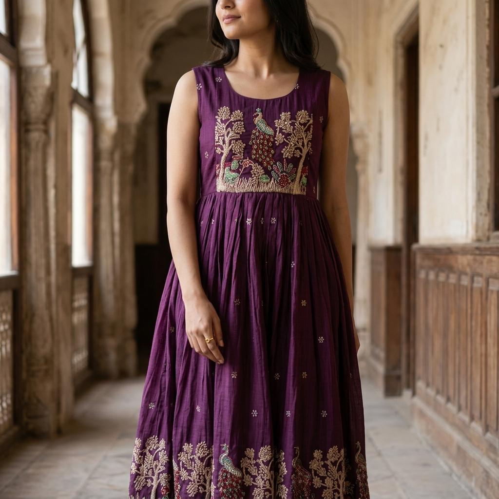 Plum Cotton Silk Kurti