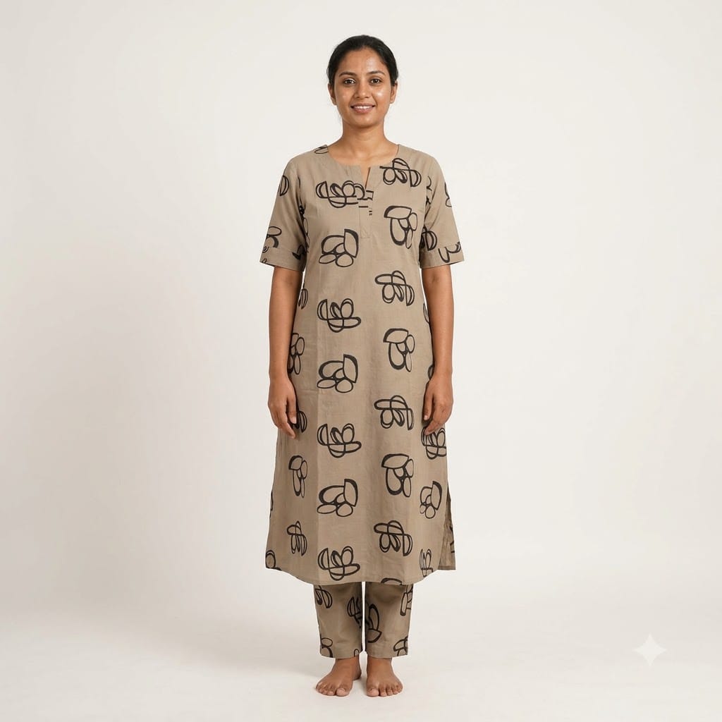 Grey Cotton Co-ord Set | 11444