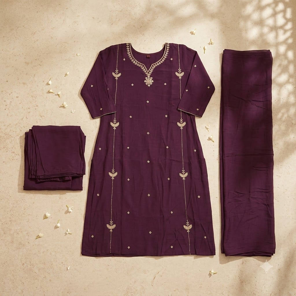 Deep Plum Cotton Silk Salwar | 11354