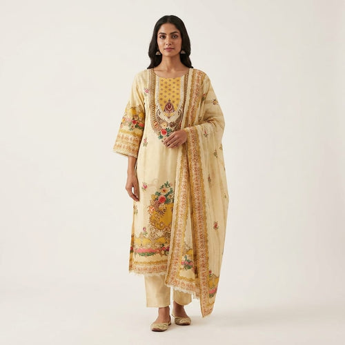 Beige Cotton Salwar