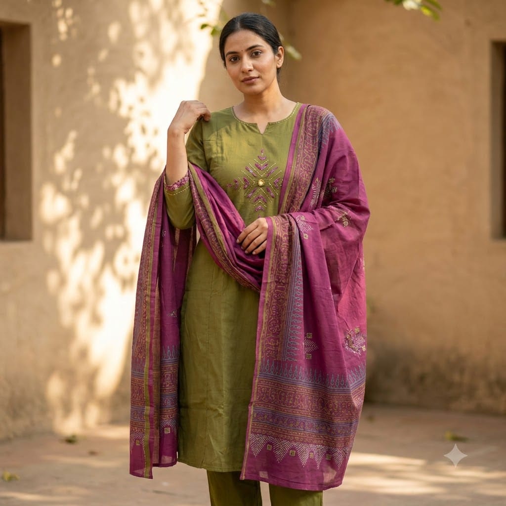 Green Cotton Salwar | 11404