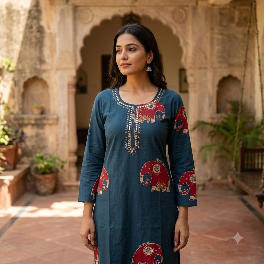 Blue Cotton Kurti | 11447