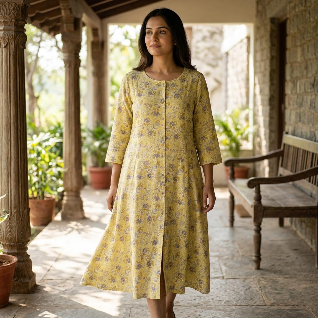 Yellow Cotton Kurti