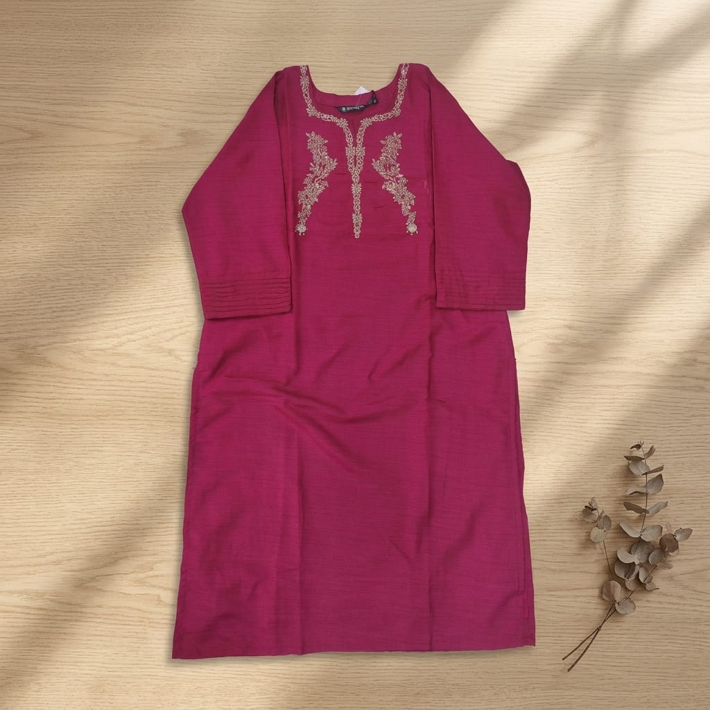 Pink Cotton Silk Kurti
