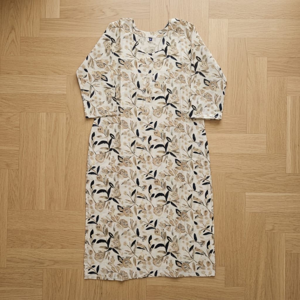 Beige Cotton Silk Kurti