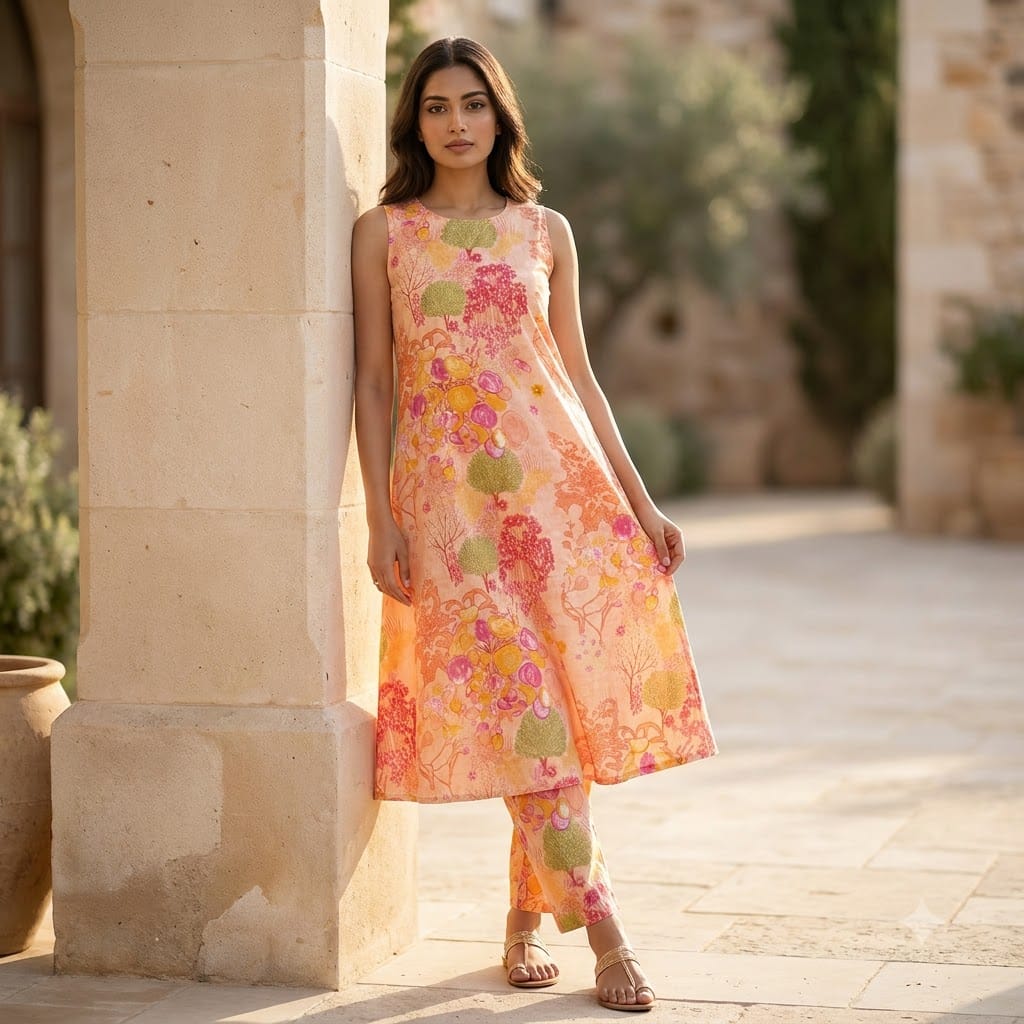 Peach Rayon Co-ord Set | 11362