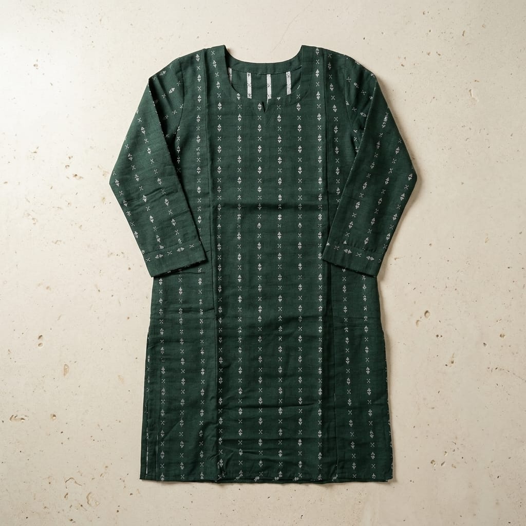 Bottle Green Cotton (mix) Kurti