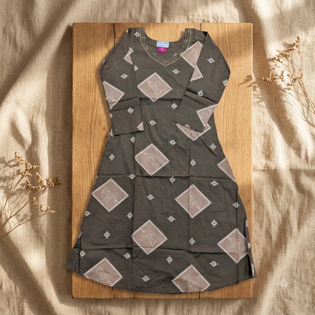 Brown Cotton Kurti | 11446