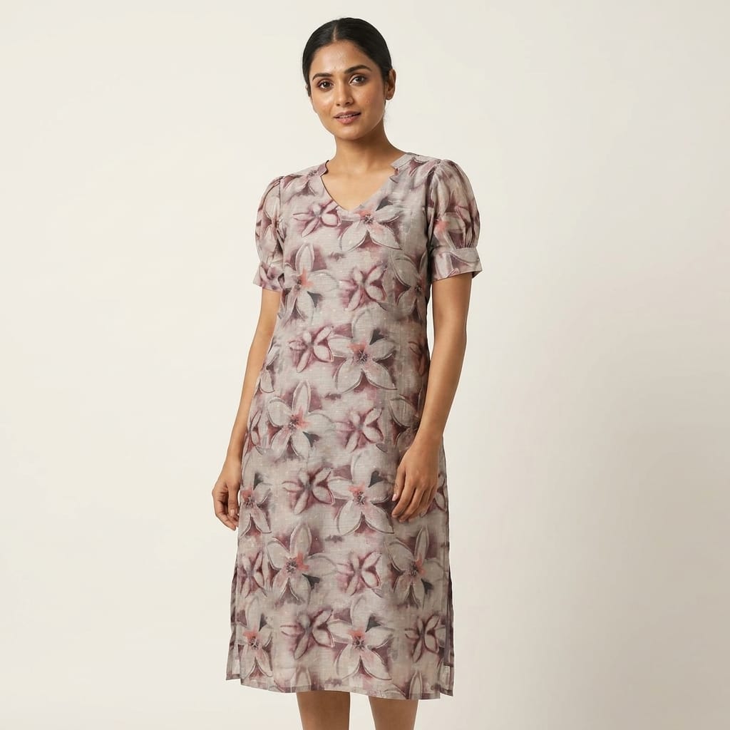 Grey Cotton Silk Kurti