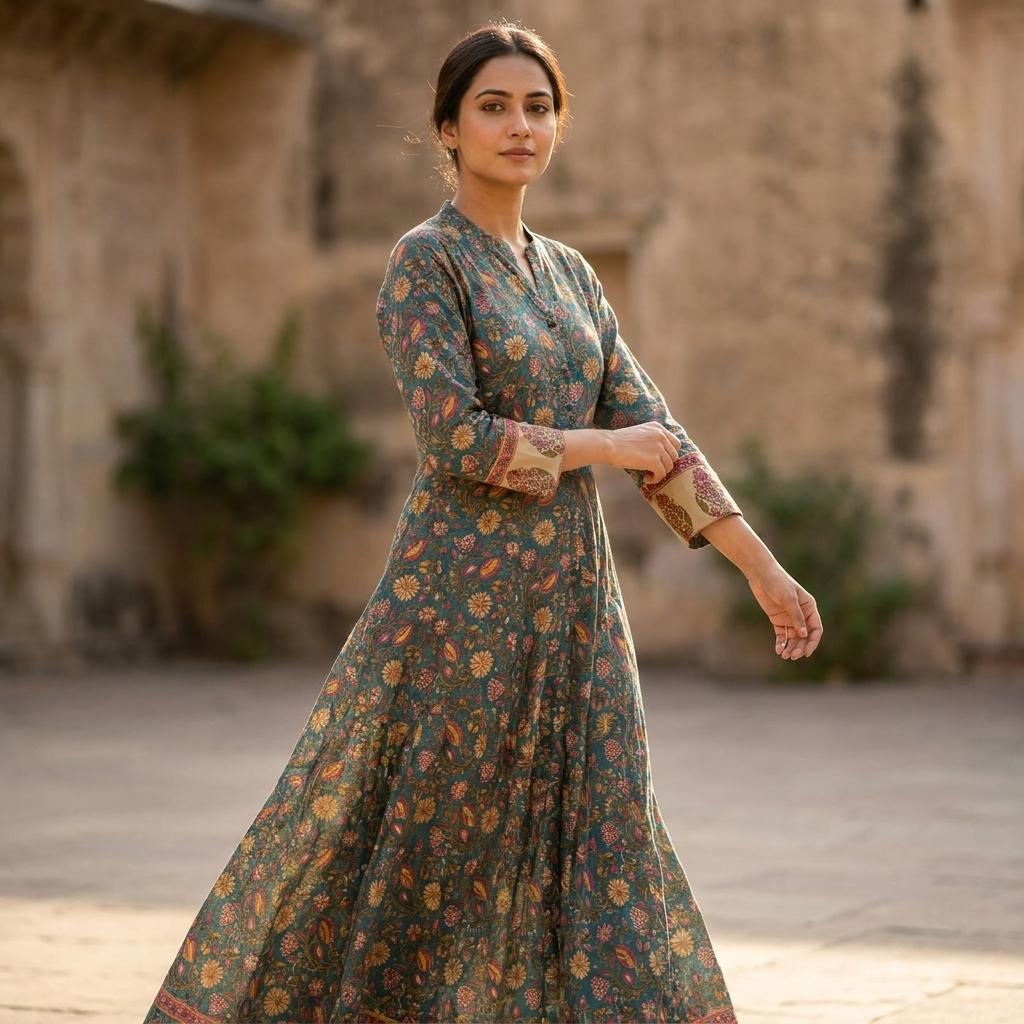 Deep Green Cotton Kurti