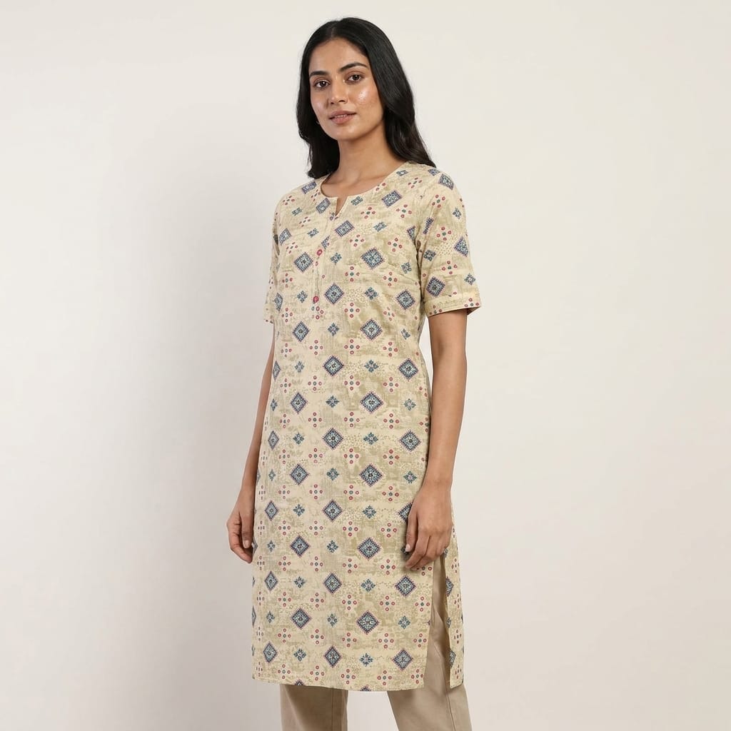 Beige Rayon Kurti