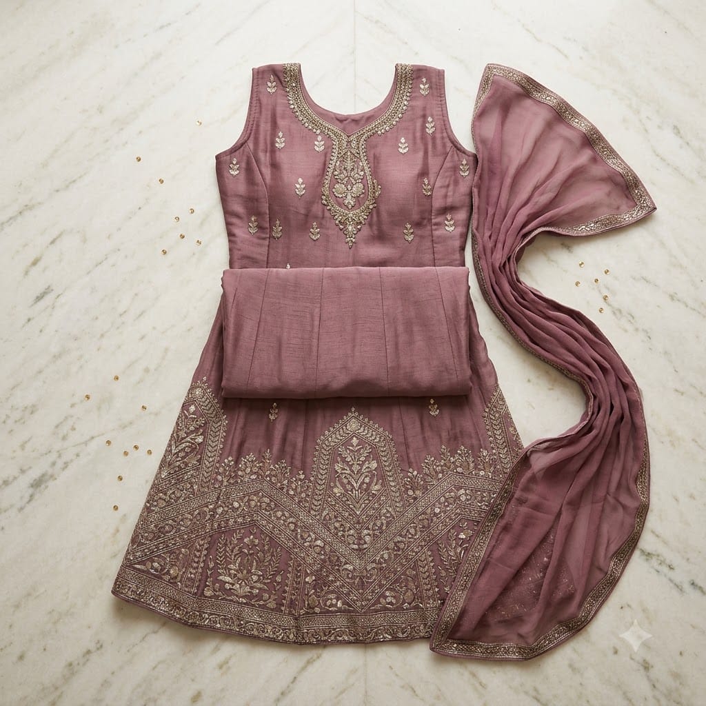 Dark Mauve Synthetic Salwar | 11269