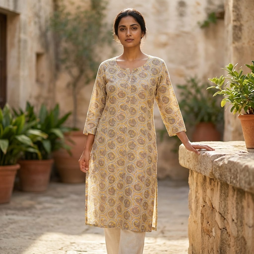 Beige Rayon Kurti
