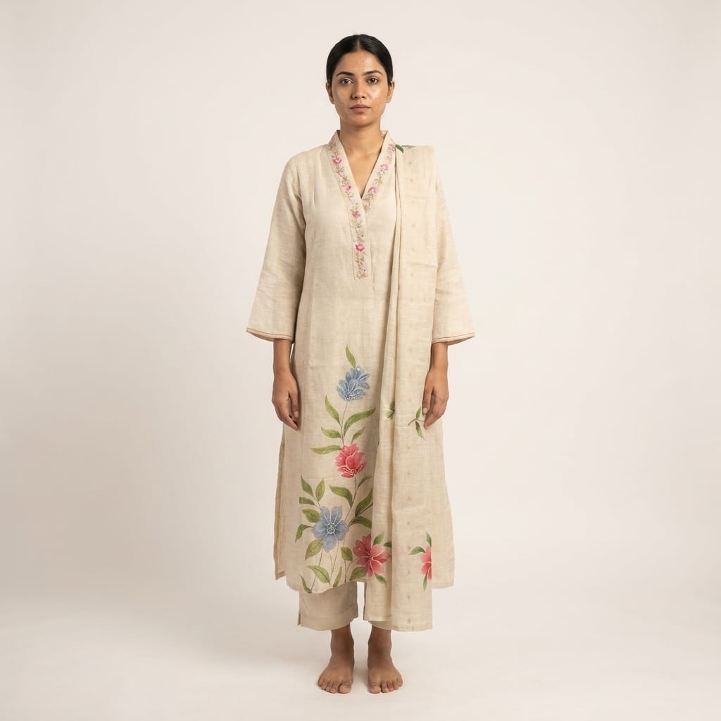 Beige Cotton Salwar