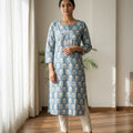Blue Cotton Silk Kurti