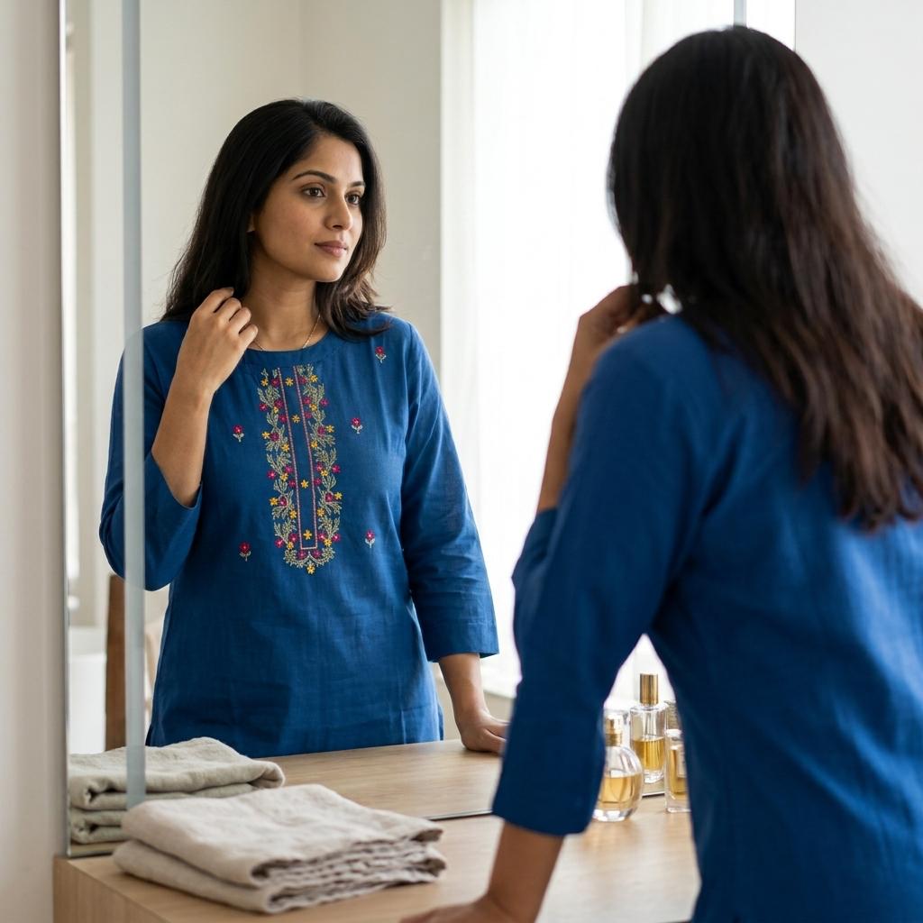 Blue Cotton Kurti