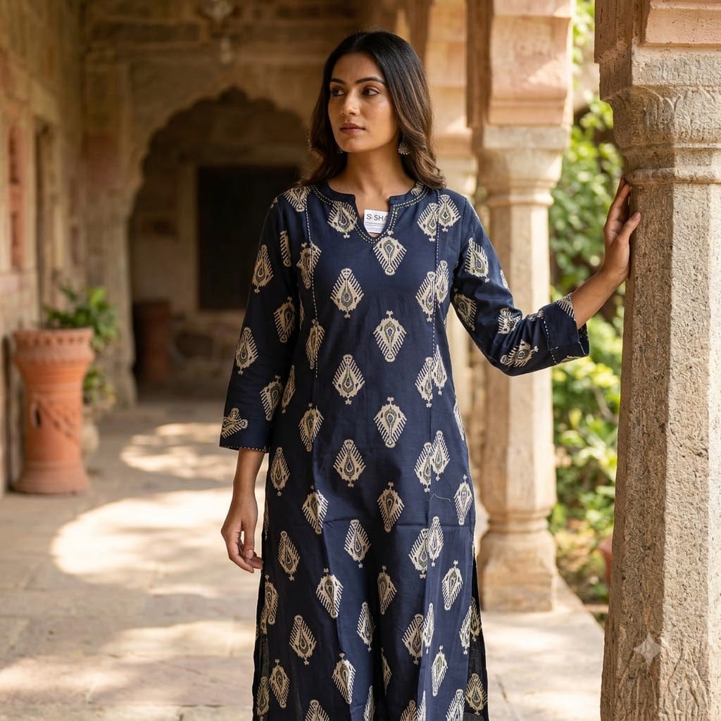Blue Cotton Kurti | 11452