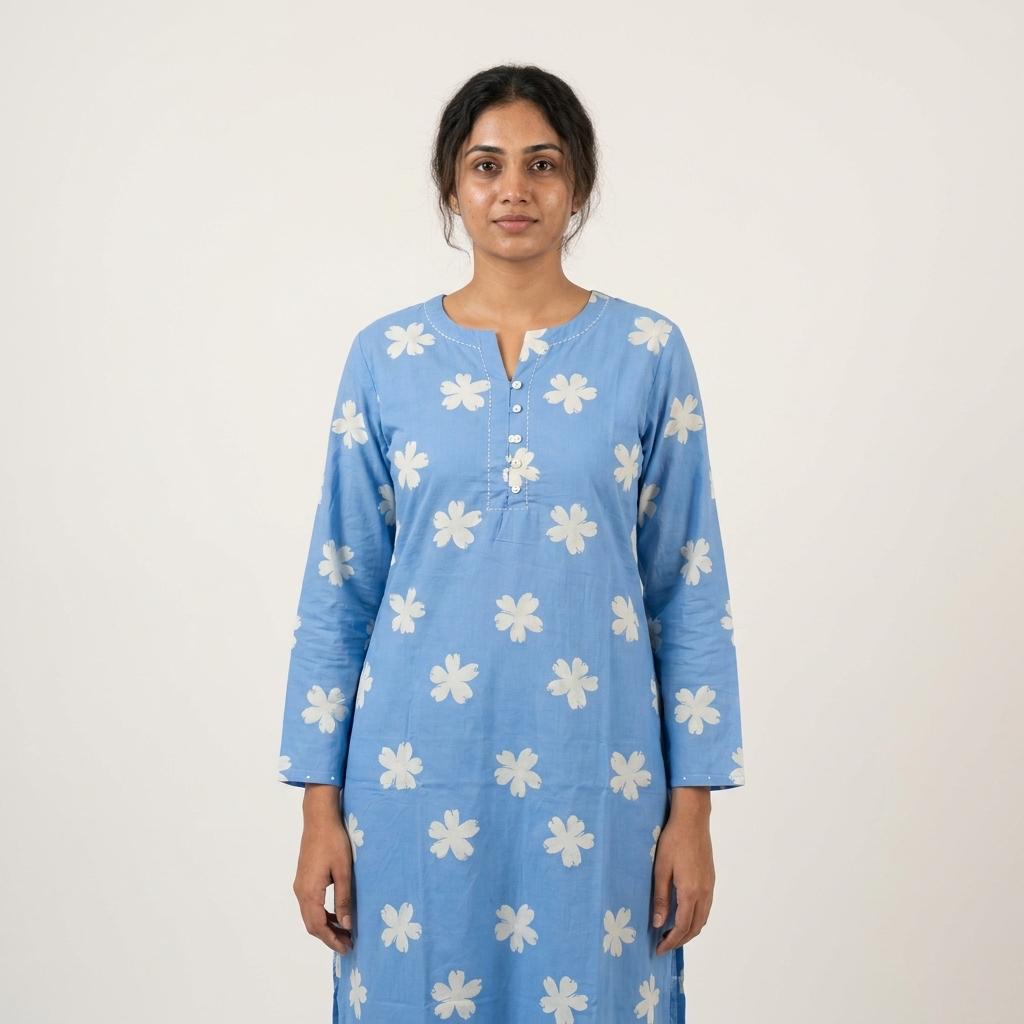 Blue Cotton Kurti