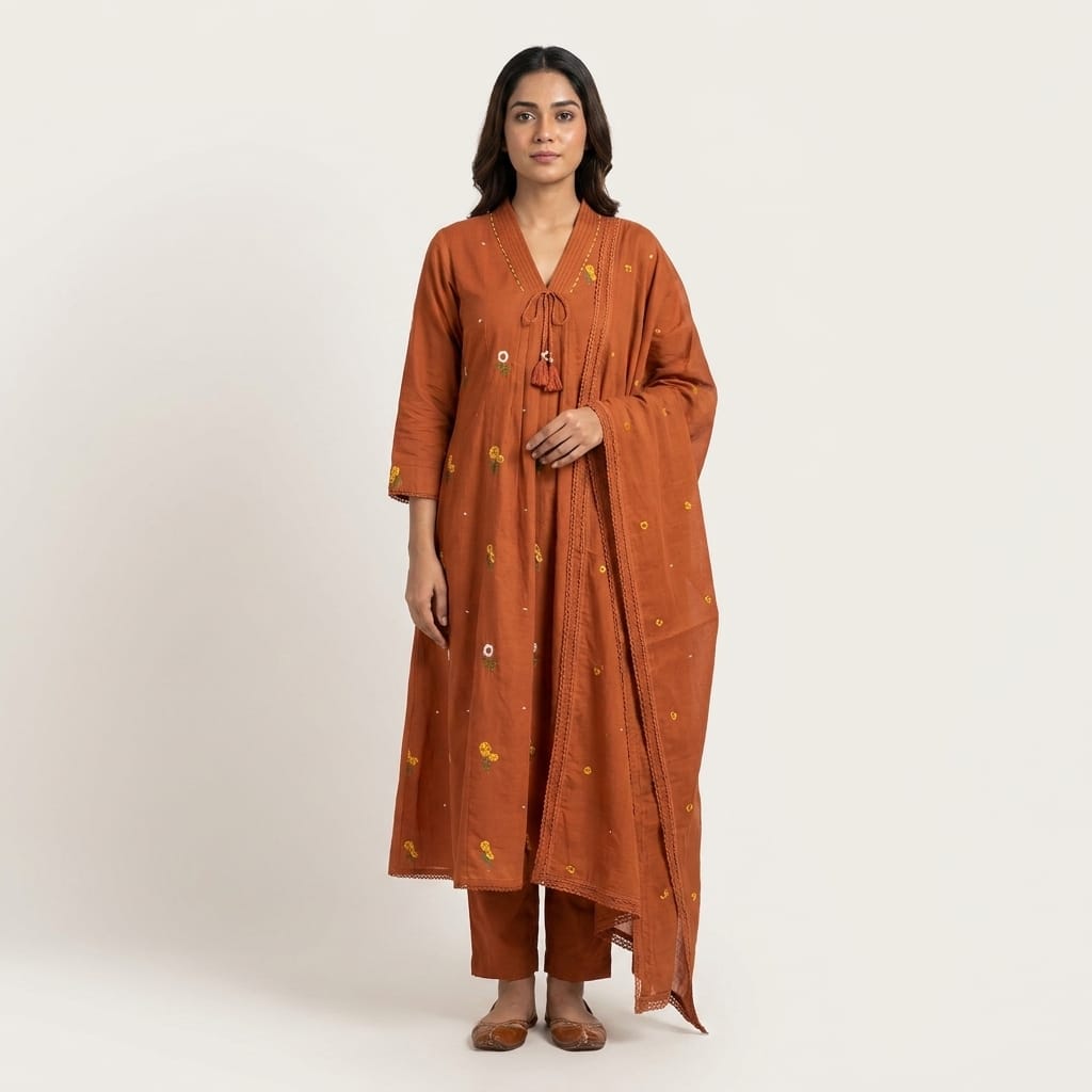 Orange Cotton Salwar | 11308