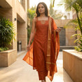 Rust Orange Cotton Silk Salwar