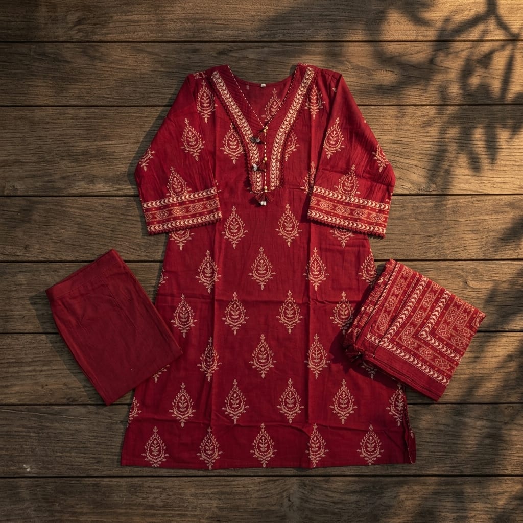 Red Cotton Salwar | 11252