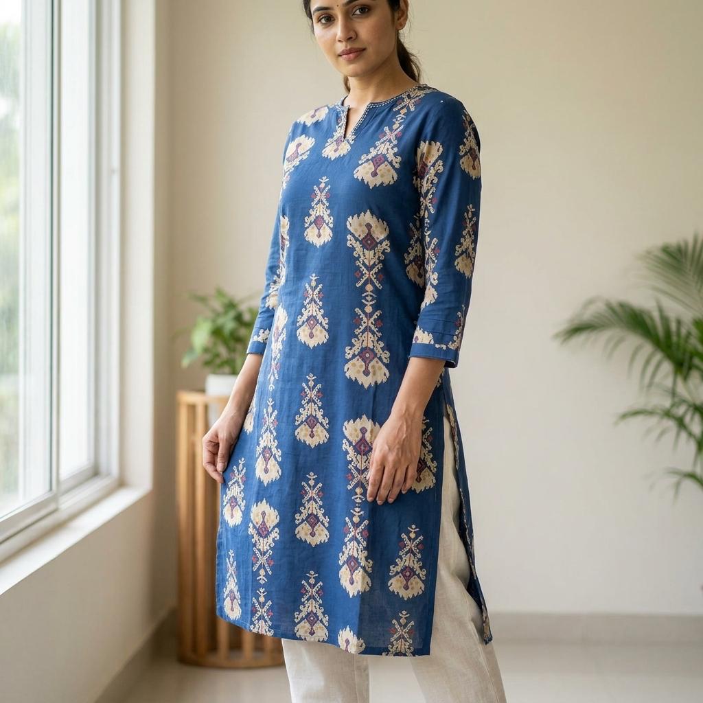 Blue Cotton Kurti