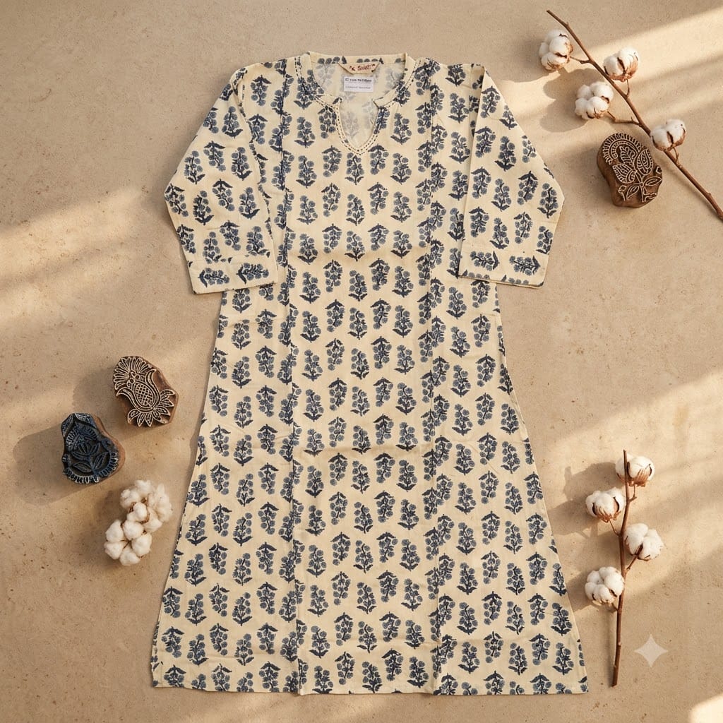 White Cotton Kurti | 11452