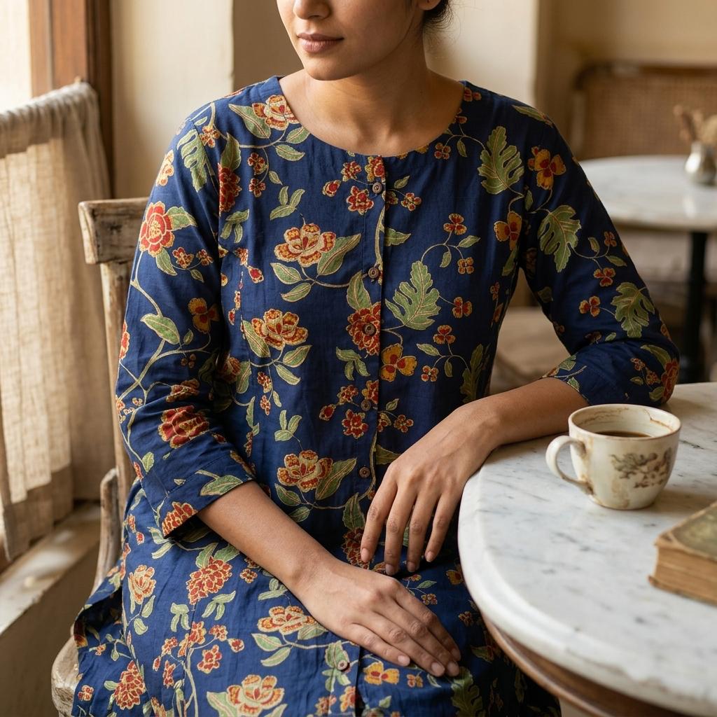 Blue Cotton Kurti