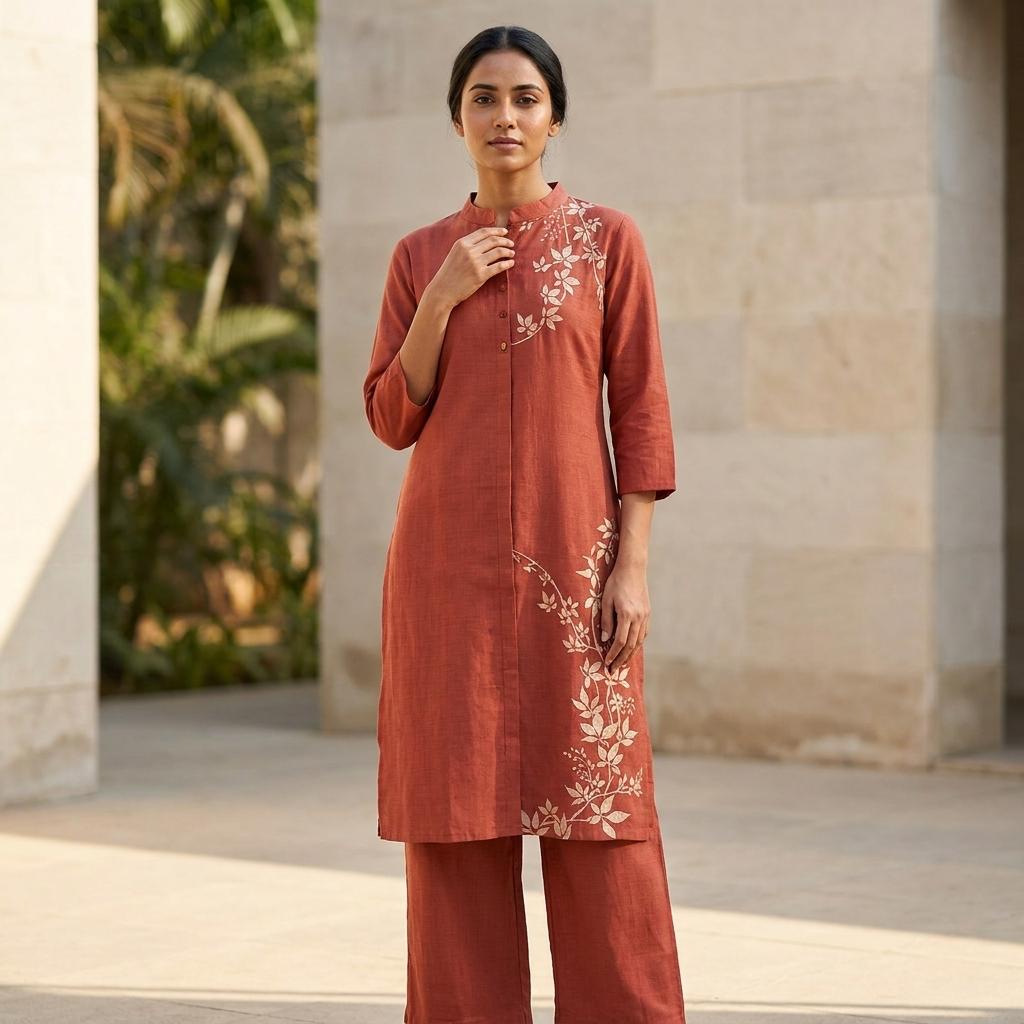 Rust Orange Rayon Co-ord Set