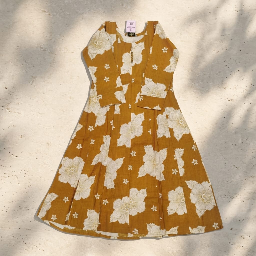 Orange Cotton Silk Kurti