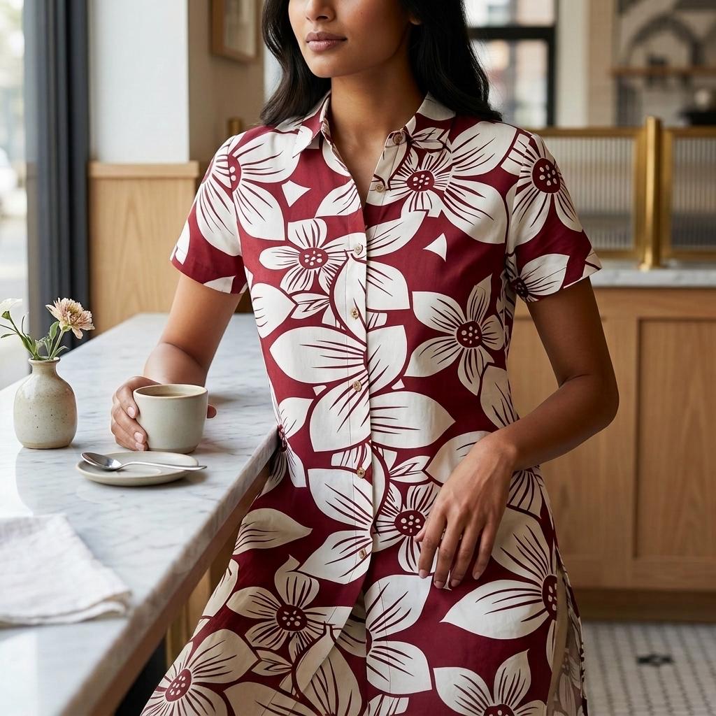 Dark Rose Rayon Kurti
