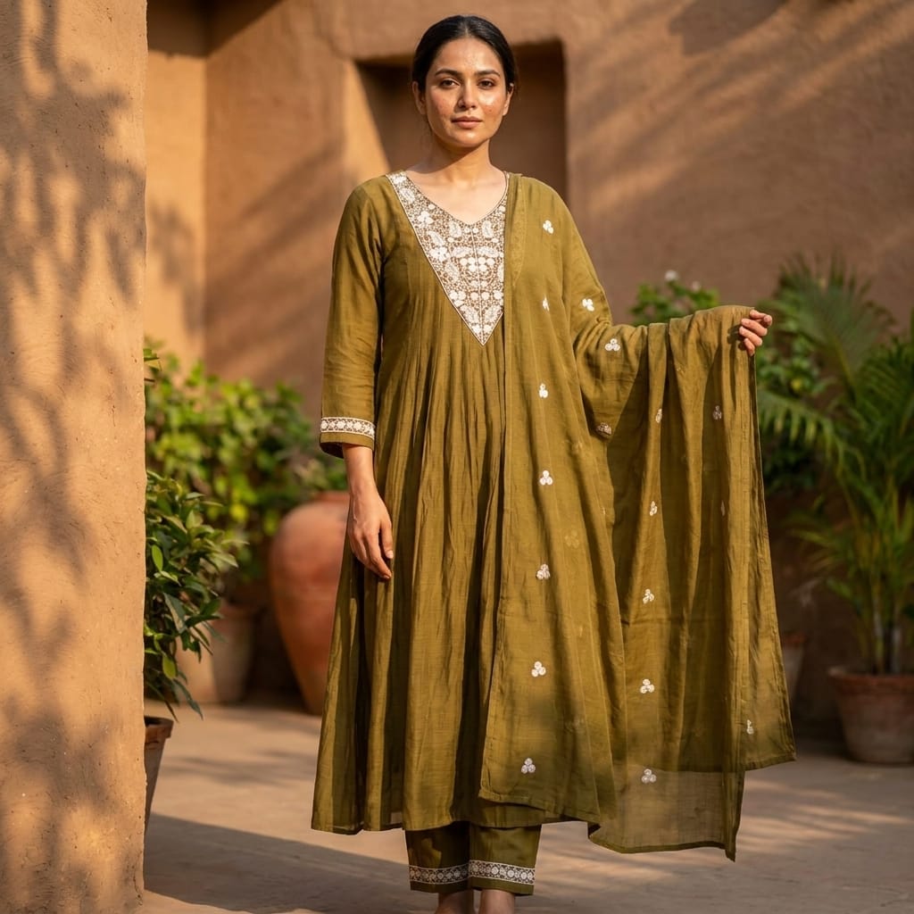 Green Cotton Silk Salwar