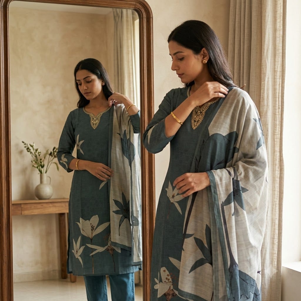 Cyan Cotton Silk Salwar | 11350