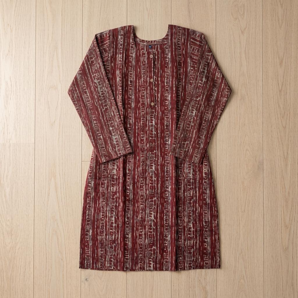 Maroon Cotton Silk Kurti