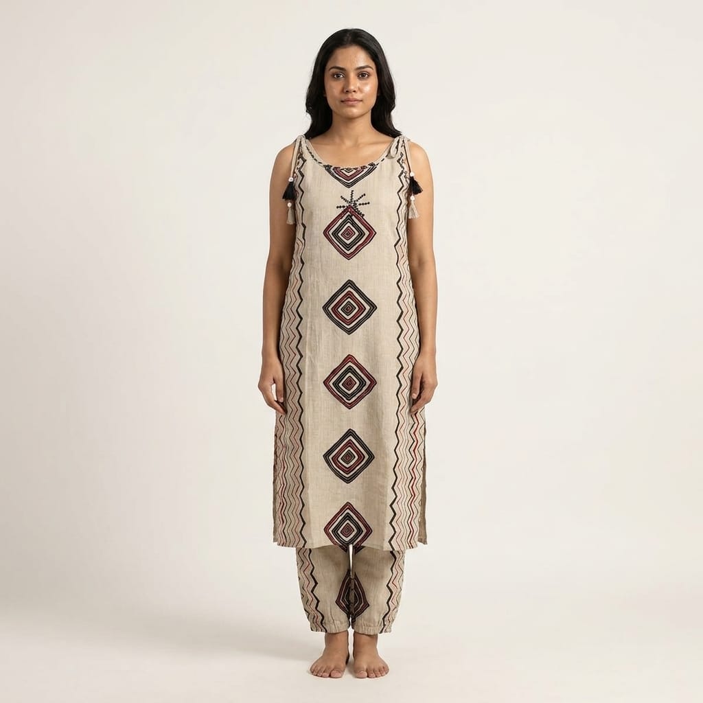 Beige Rayon Co-ord Set | 11318